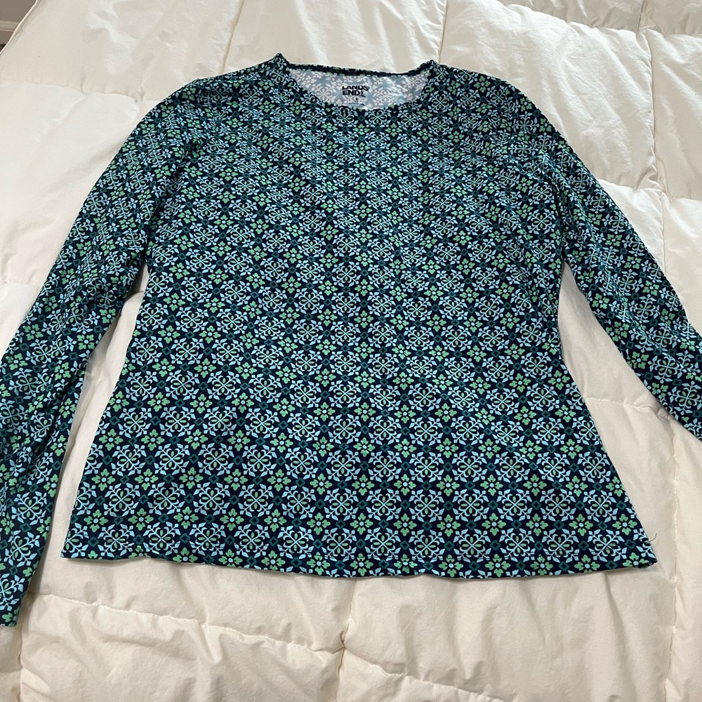 Lands' End Green and Blue Rashguard
